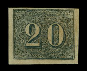 BRAZIL 1850  Numerals 20reis black  Scott # 22 mint MH