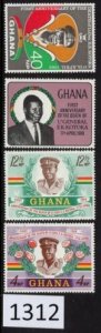 Ghana Scott 327-330 MNH, Anniversary set of 4 (1312), Free Shipping
