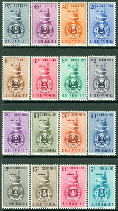 EDW1949SELL : VENEZUELA 1951 Scott #478-84, C356-64 Cplt set VF MNH Catalog $104