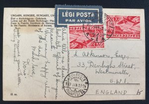 1929 Budapest Hungary RPPC postcard Airmail Cover To England Herdsmen Of Horsers