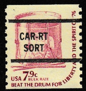 SC# 1615a - (7.9c) - Drum, precancel, perf 10 V, used single