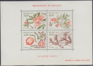 MONACO Sc # 1680a-d CPL MNH SOUVENIR SHEET - LIFE CYCLE of the POMEGRANATE TREE