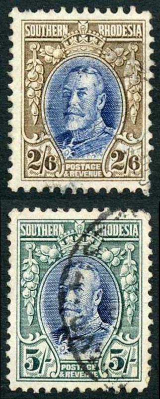 Southern Rhodesia SG26/7 1931-37 KGV 2/6 & 5/- VFU