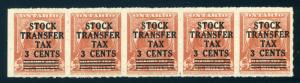 van Dam OST16 - 1926 Luxury Tax Stamps Overprinted STOCK TRANSFER TAX 3 CENTS