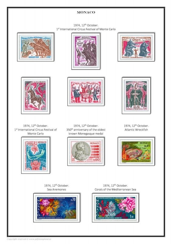 MONACO 1885 - 2021  PDF (DIGITAL) STAMP  ALBUM PAGES  (470 pages)