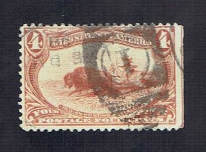 US  SCOTT#287 1898 4c TRANS MISSISSIPPI BUFFALO HUNTING - USED