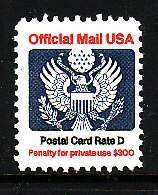 USA-Sc#O138- id8-unused NH Official postal card  rate D-1985-