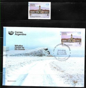 #10039 ARGENTINA 2021 RIO GRANDE CITY ARCHITECTURE,RELIGION,MNH+FDC