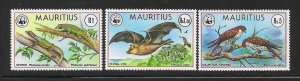 Mauritius 1978 Wildlife Protection Flying Foxes Geckos Sc 470-472 MNH A3415