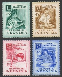 Indonesia B88-B91,MNH dry gum.Mi 158-161. Benefit of blind,1956.Weaver, Braille.