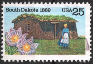 SC#2416 25¢ South Dakota Statehood Single (1989) Used