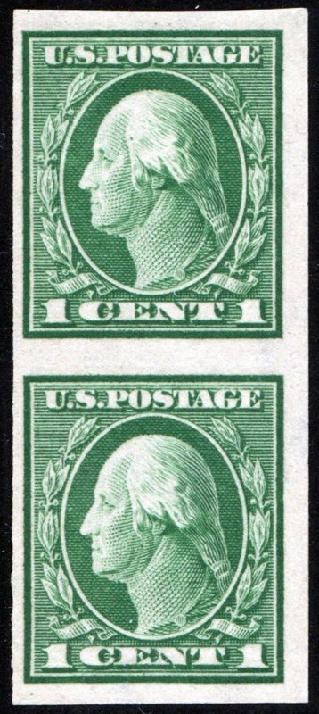 SC#408 1¢ Washington Imperforate Pair (1912) MNH