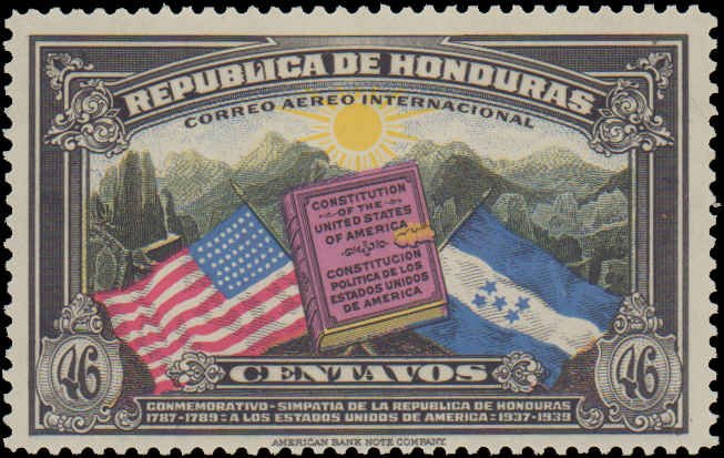 Honduras #C84, Complete Set, 1937, Americana, Flags, Never Hinged