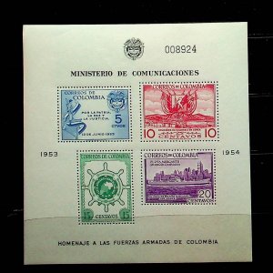 COLOMBIA Sc 637A+C271A NH 2 SOUVENIR SHEET OF 1955 - MERCHANT FLEET - LOT1