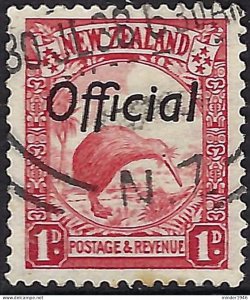 NEW ZEALAND 1936 KEVIII 1d Scarlet Official Die II SGO121 Fine Used