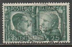 Italy 415, HITLER-MUSSOLINI, SINGLE, USED. VF (526)