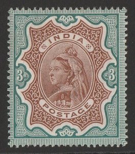 INDIA 1895 QV 3R brown & green.