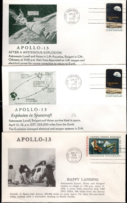 Set of 3 Apollo 1 3 covers (Explosion to Splashdown) by Astro covers