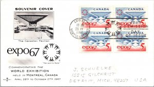 Canada 1967 FDC World Exhibition - Montreal - Block Of 4 - F76600