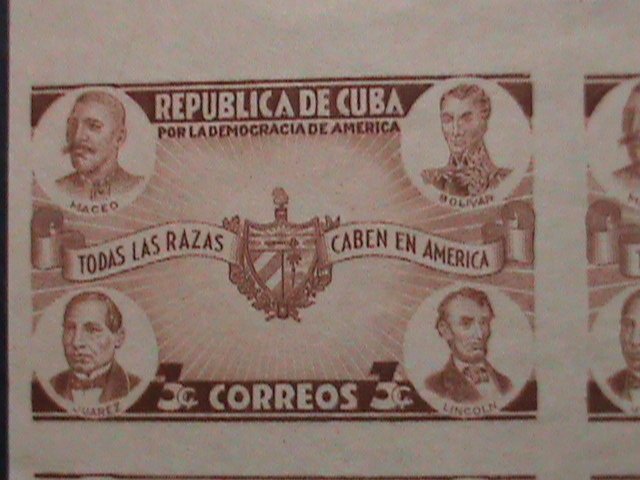 ​CUBA-1942-SC#369 80 YEARS OLD- WORLD FAMOUS PERSONS IMPERF-MNH BLOCK -VF