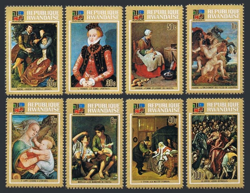 Rwanda 523-530,531, MNH. Mi 566-573,Bl.32. IBRA Munich-1973. Cranach, Rubens,