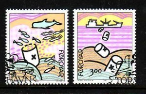 Faroe Is.-Sc#143-4- id5-used set-Europa-Fishing-1986-