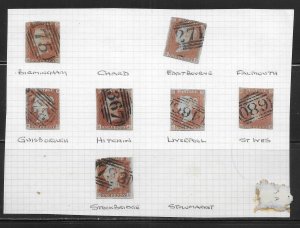 Great Britain 3 1d Victoria Group 15 Different Cancels