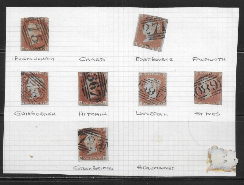 Great Britain 3 1d Victoria Group 15 Different Cancels