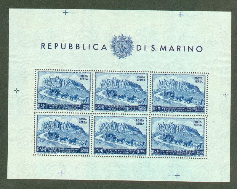 BD: XL item San Marino C65a sheet of 6 mint CV $40