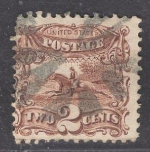 US Stamp #113 2c Brown Horse and Rider USED SCV $80.00