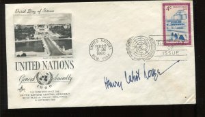 HENRY CABOT LODGE SIGNED 1960 UN FIRST DAY COVERS LV5152