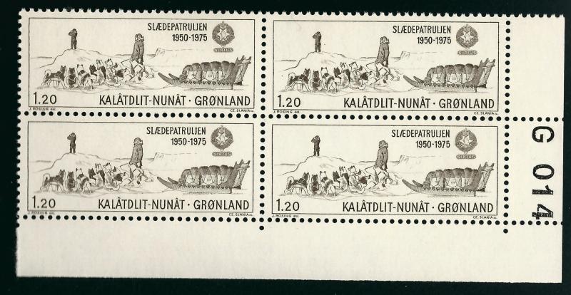 Beautiful Greenland #101 Plate Block 014 MNH VF...Kalaallit is Hot now!