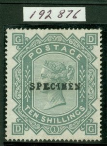 SG 128 10 greenish grey, overprinted specimen, type 9. Mounted mint. Very