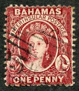 Bahamas SG17 1d brown-lake No Wmk Perf 13 Cat 140 pounds