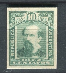 ARGENTINA; 1880s Scarce classic PROOF of Portrait Design 10c. on Thick Card