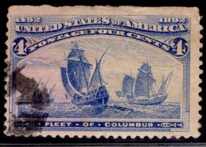 US Stamp #233 4c Columbian USED SCV $8.00