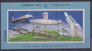 Aviation aircrafts plane zeppelin balloon Concord Uruguay Sc# C433 MNH s/s  