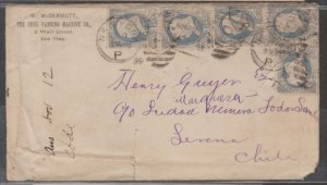 U.S. Scott #206 5-Cent Cover - Oct New York to Serena, Chile