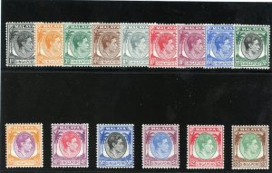 Singapore 1948 KGVI set complete MLH. SG 1-15. Sc 1-20.