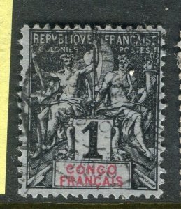 FRANCE COLONIES; CONGO 1890s classic tablet type used 1c. value