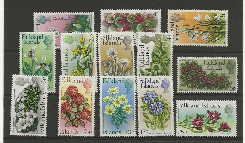 Falkland Is 1972 Flowers definitives decimal currency  set of 13 sg.276-95 MNH