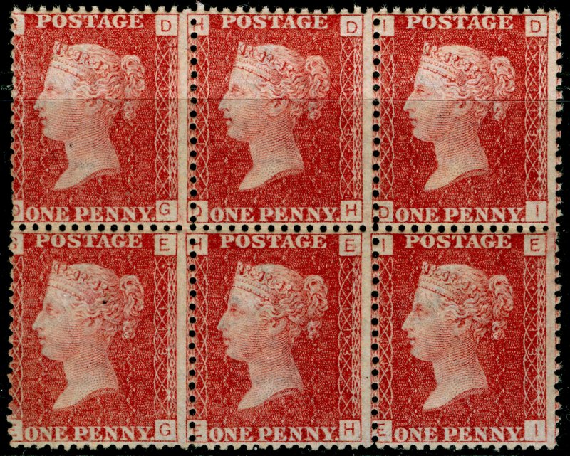 SG43, 1d rose-red plate 113, NH MINT. Cat £420++. BLOCK OF 6. 