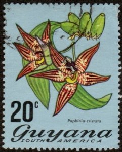 Guyana 140 - Used - 20c Paphinia cristata (1972) (cv $0.40) +