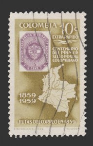 AIRMAIL STAMP FROM COLOMBIA 1959 SCOTT # C354 USED. # 2