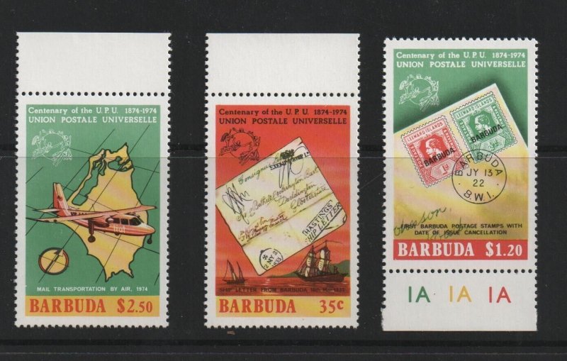 Thematic stamps BARBUDA 1974 UPU stamp on stamp 177/9 mint