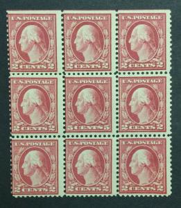 MOMEN: US #505 BLOCK OF 9 5c ERROR MINT OG NH #24816