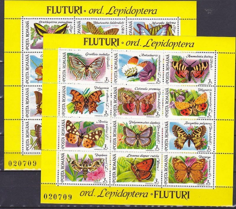 Romania 1991 STAMPS butterfly insects sheets MNH POST