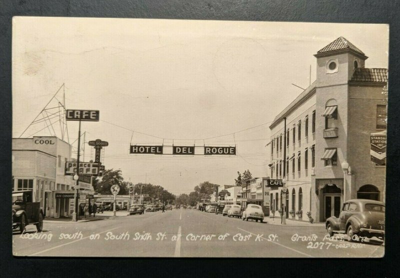 1945 Hotel Del Rogue South Sixth St Grants Pass OR to Gravette AR RPPC Cover 