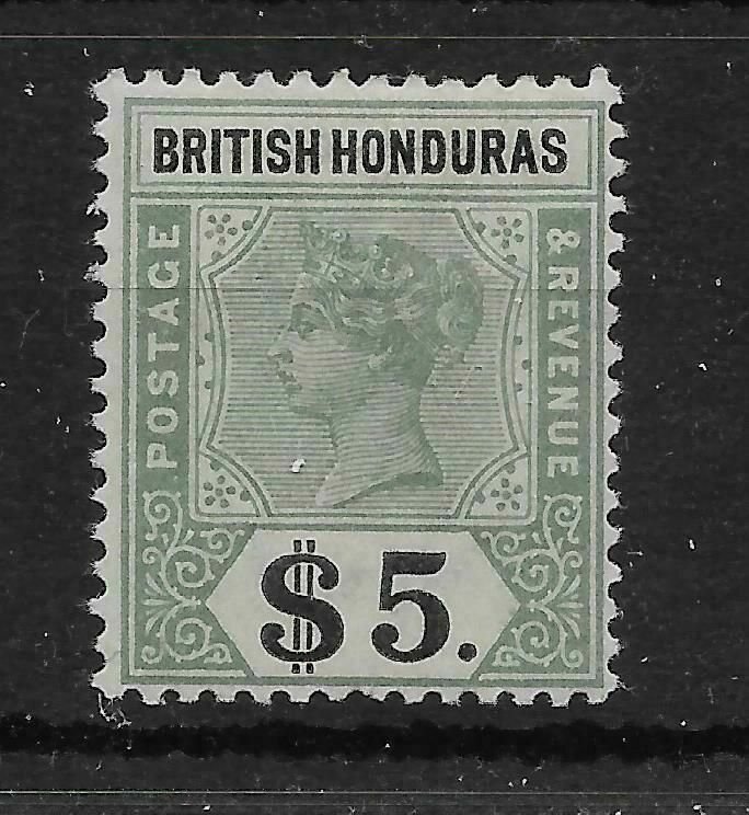 BRITISH HONDURAS SG65 1899 $5 GREEN & BLACK MTD MINT