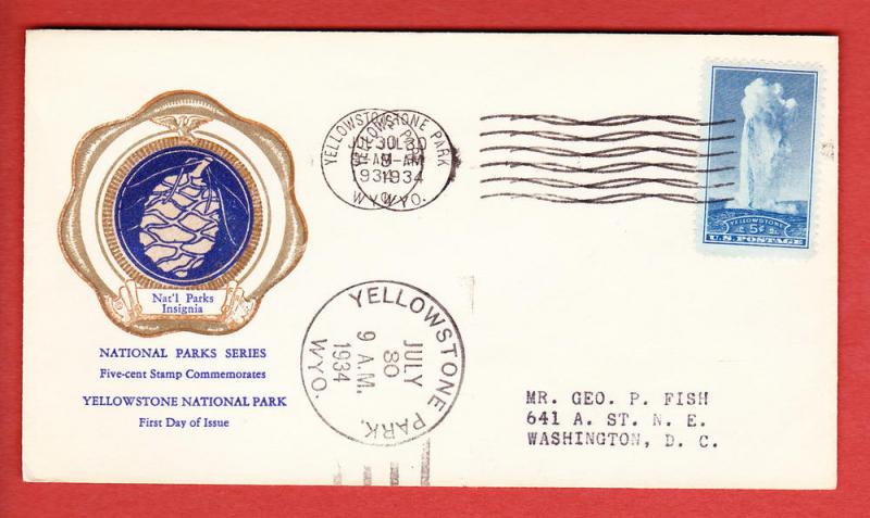 #744 Yellowstone Park - Rice Cachet interesting cancels